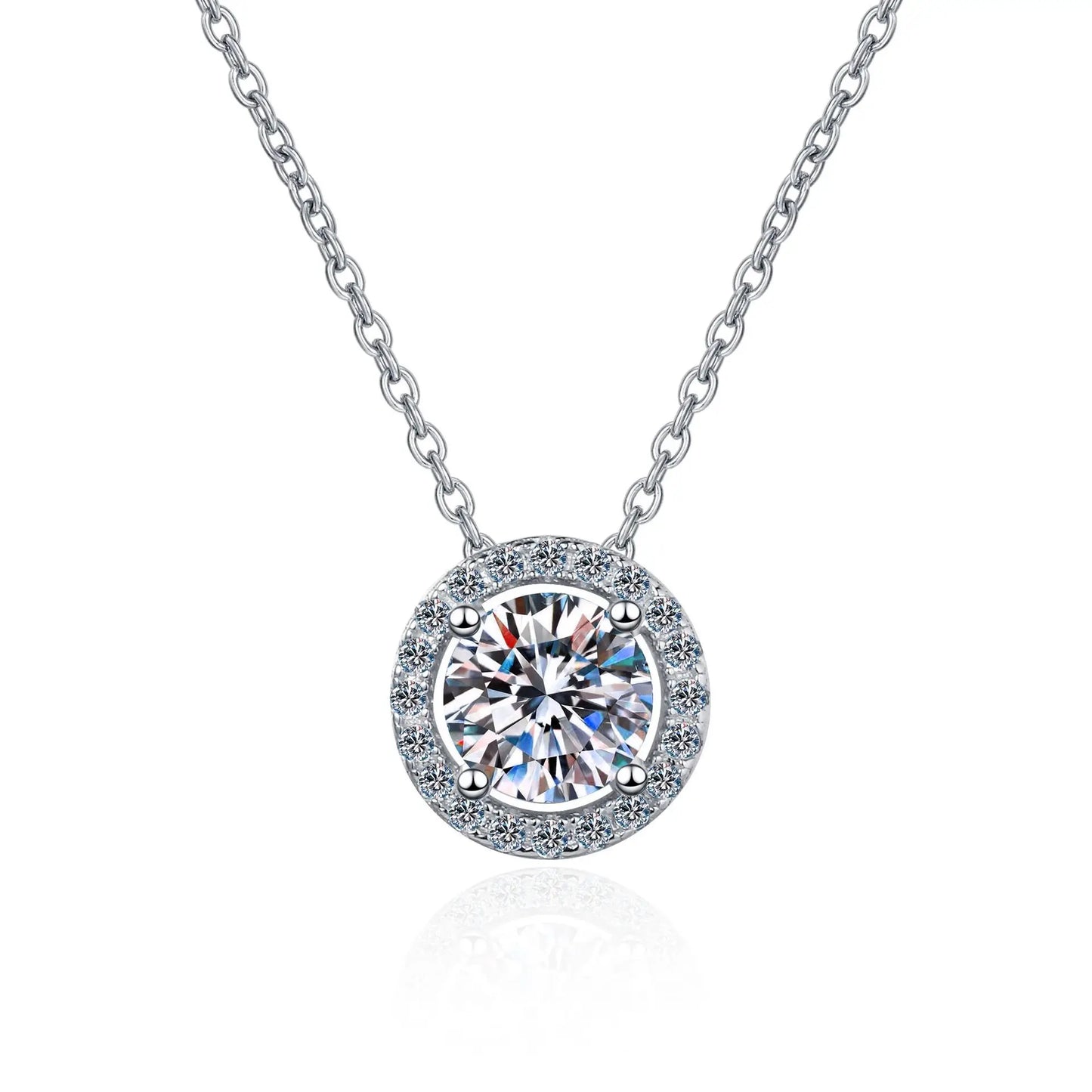KNOBSPIN Moissanite Necklace Halo Pendant 0.5ct Sterling Silver D VVS1 Lab Diamond with GRA Certificate Necklace for Women