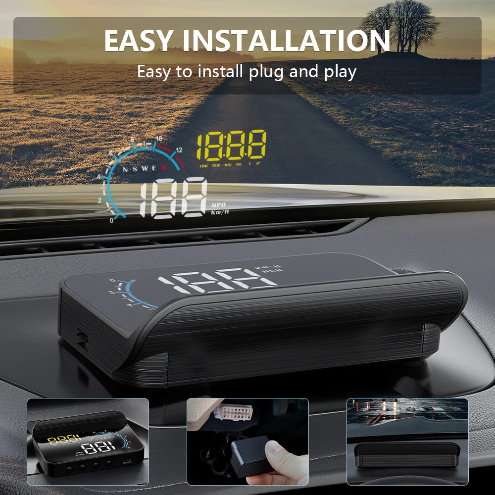 WiiYii M12 Car OBD2 GPS HUD كمبيوتر على متن السيارة جهاز عرض أمامي أدوات إلكترونية ذكية مع جميع السيارات