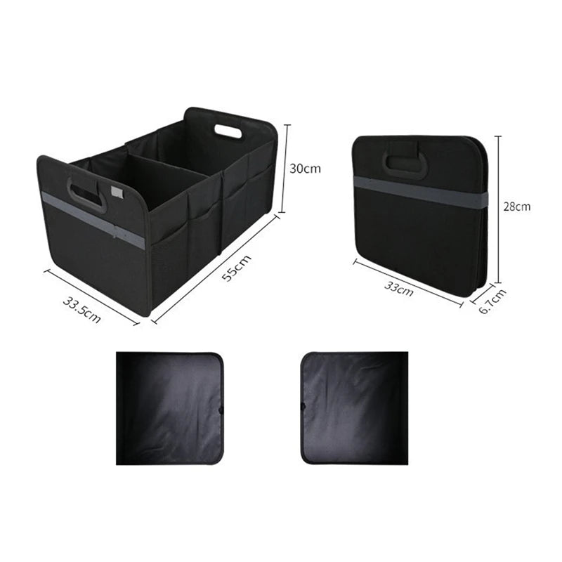 Car Trunk Storage Box Extra Large Collapsible Organizer With 3 Compartments Home Car Seat Organizer Car Accessories Interior