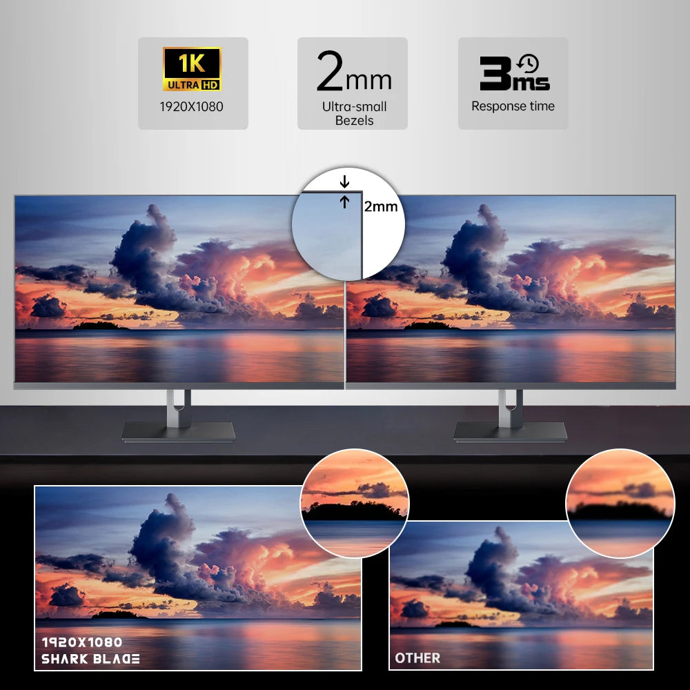 Monitores LCD curvos para Gaming, pantalla de 24 pulgadas, 75Hz, PC, 1080P, Panel IPS, Compatible con HDMI de escritorio