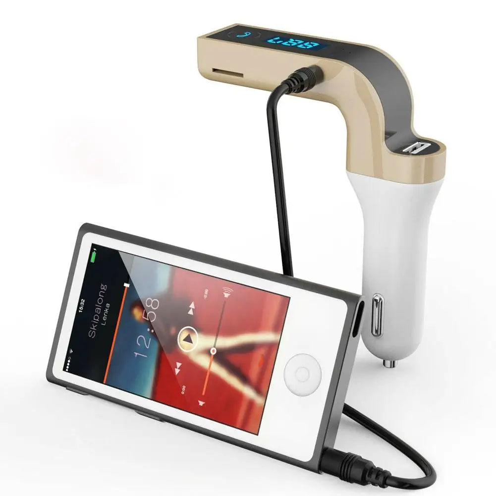 طقم سيارة متوافق مع البلوتوث وشاشة LCD وجهاز إرسال FM وراديو ومشغل MP3 وشاحن USB وملحقات صوت وموسيقى السيارة