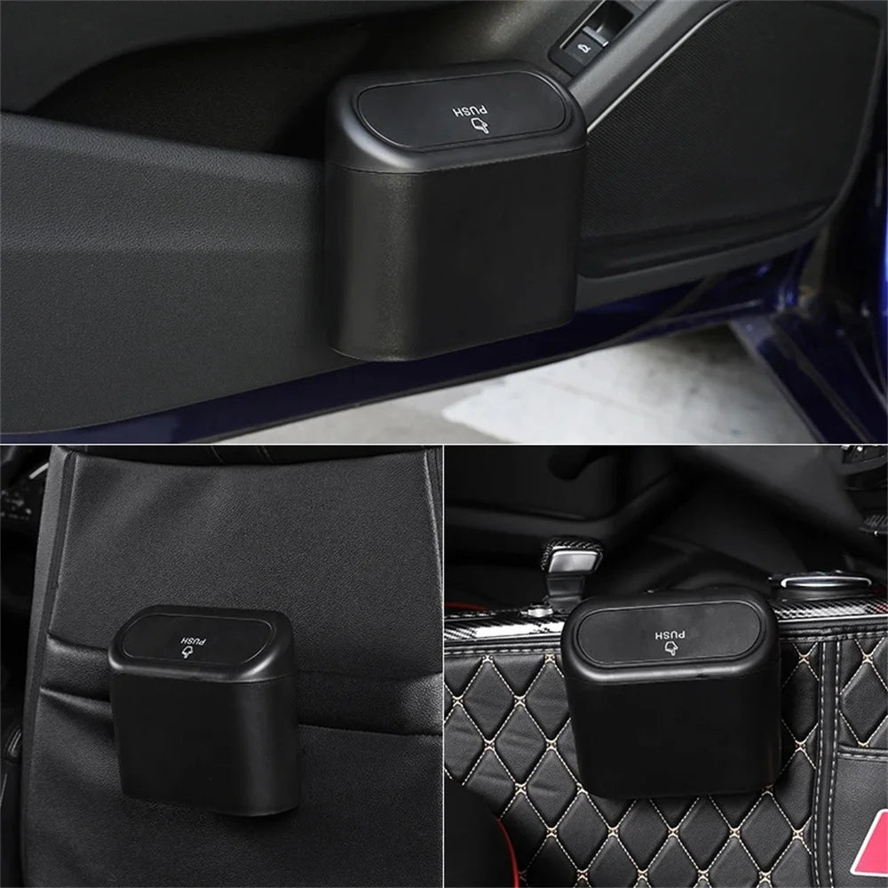 Hanging Car Trash Can Vehicle Garbage Dust Case Storage Box ABS Square Pressing Trash Bin Auto Interior Accessories For Car