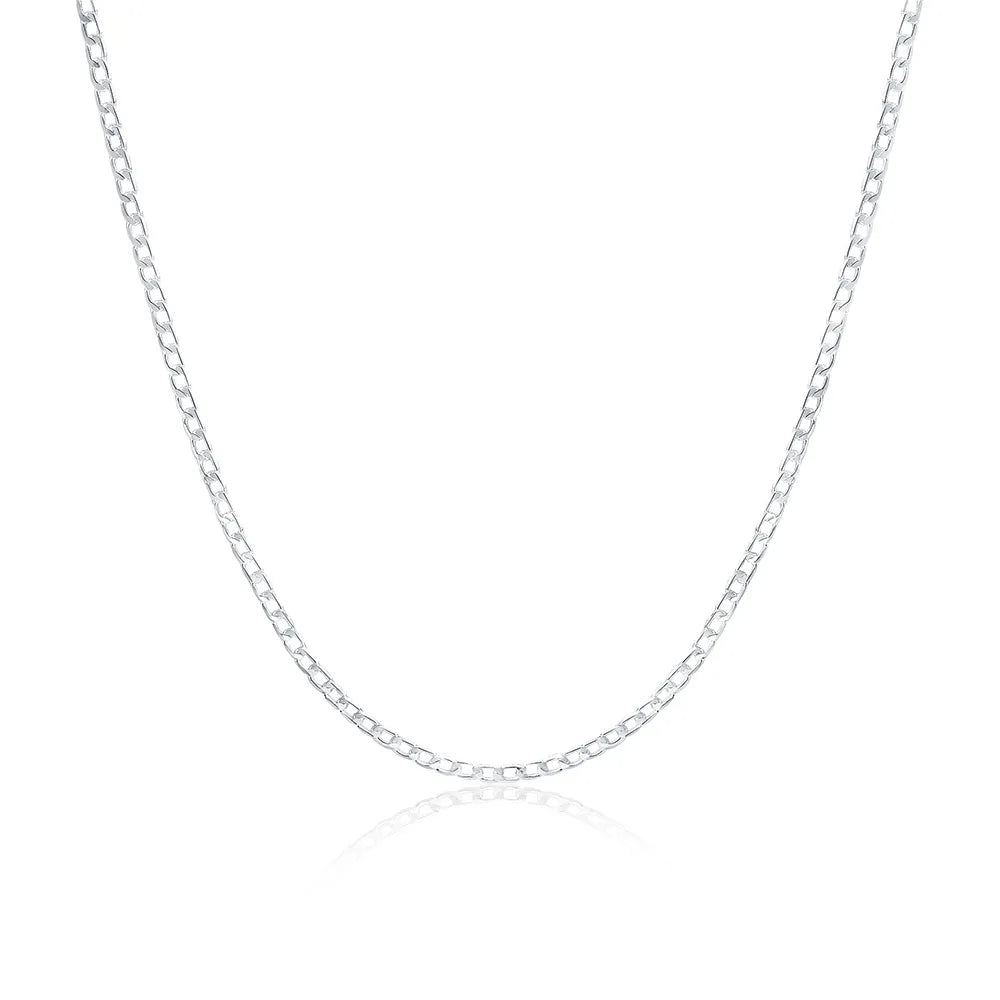 Men's 925 Sterling Silver Necklace 2/4/6/8/10/12MM 40-75cm Face Chain Necklace Lobster Clasp Men Women Engagement Jewelry Gifts