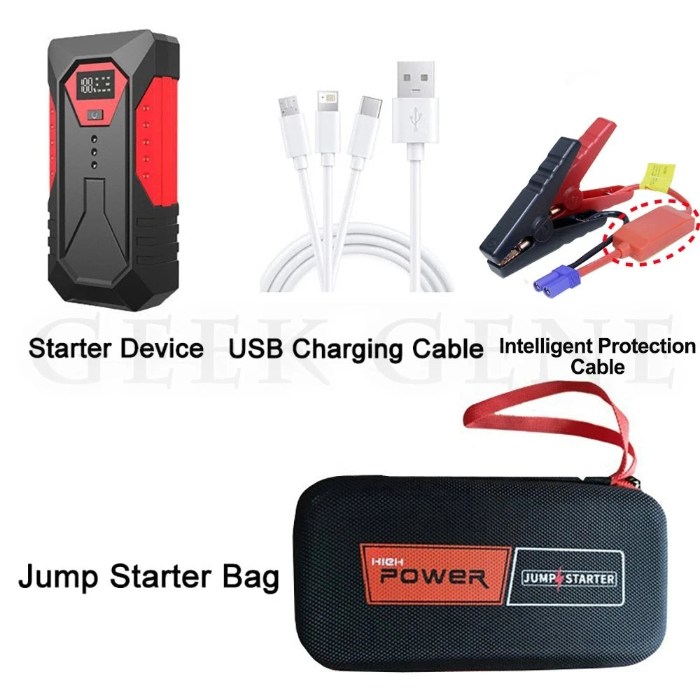 12V Car Jump Starter Power Bank Portable 1200A Car Battery Booster ChargerStarting Device Auto Emergency Start-up Lighting