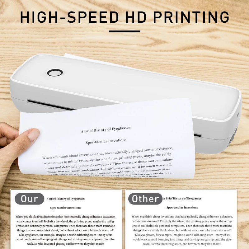 A4 Wireless Bluetooth USB Portable Printer Compatible with Android iOS Phone Support 8.5×11 Inches Thermal Paper