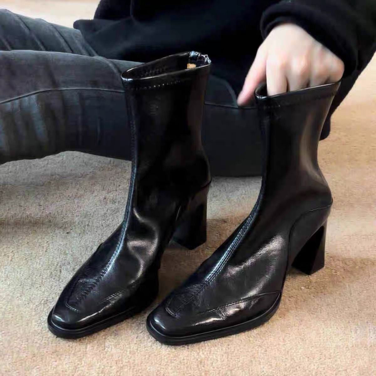 Womens Chunky Heel Vintage Dr Boots