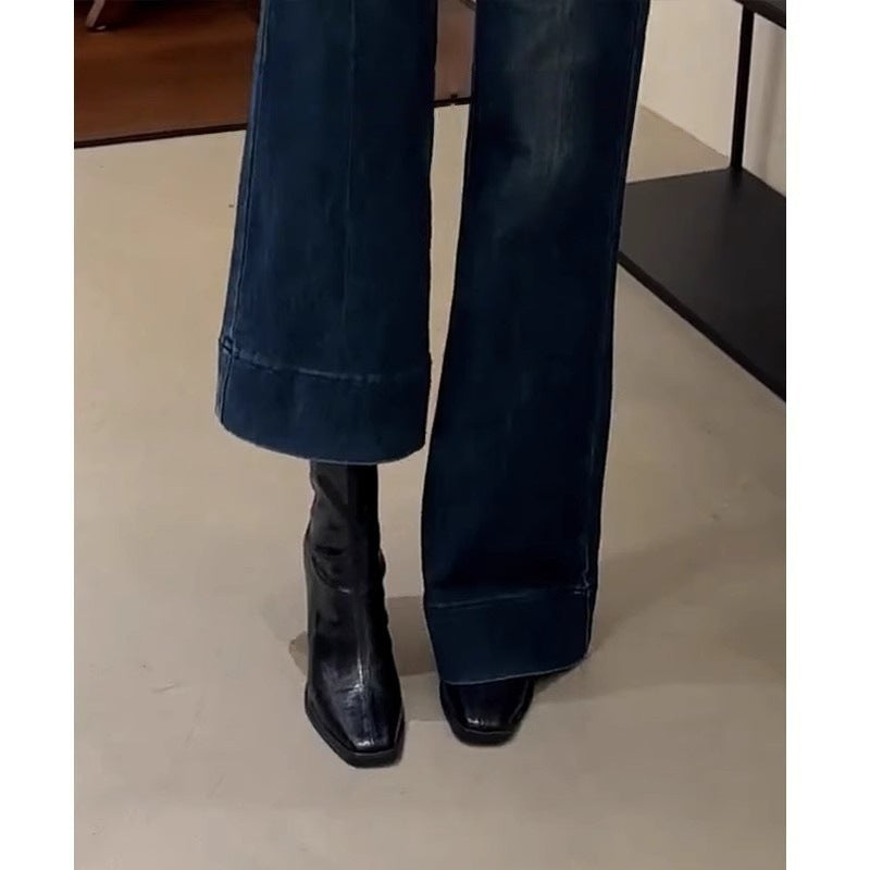 Womens Chunky Heel Vintage Dr Boots