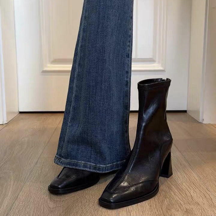 Womens Chunky Heel Vintage Dr Boots