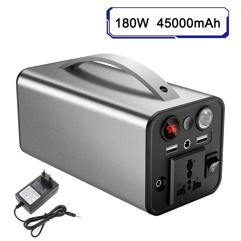 220V 180W Portable Solar Generator Power Station 45000mAh USB AC External Spare Battery Power Supply Charger For Outdoor Camping