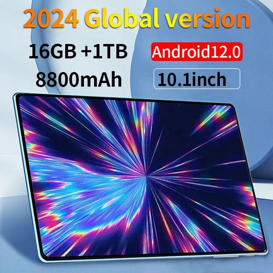 2024 Tablet Android 11.0 Brand New 16GB RAM 1TB ROM 10.1inch Tablet 16MP 32MP 8800mAh 10Core WIFI Bluetooth Network Tablet