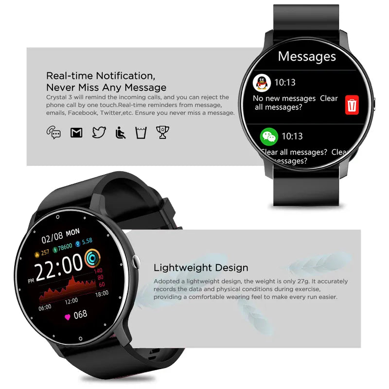 LIGE 2024 New Smart Watch Men Full Touch Screen Sport Fitness Watch IP67 Waterproof Bluetooth For Android ios