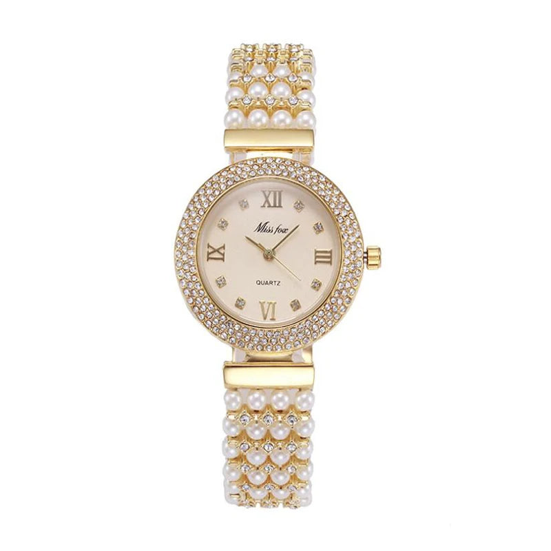 Women Watch Pearl Wrist Quarz Hip Hop Jewelry