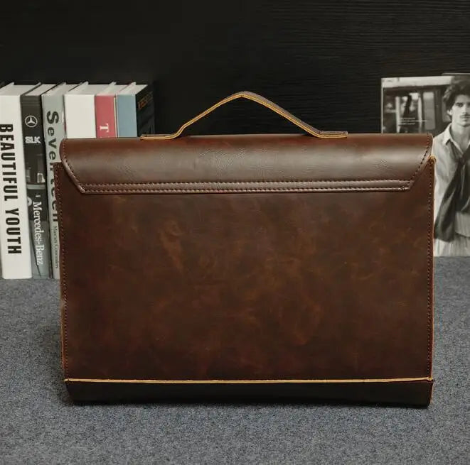 Original design men's bag business bag crazy horse leather handbag briefcase men's classic shoulder bag