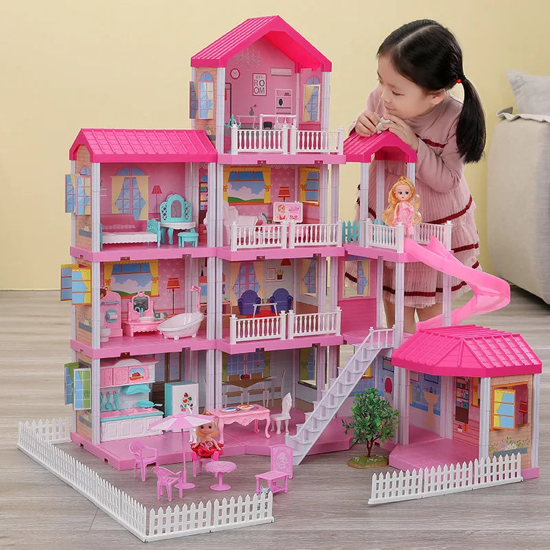 New DIY Doll House Girls Pretend Toy Handmade Castle Dollhouse Birthday Gifts Educational Toys Villa for Girl Toys For Children