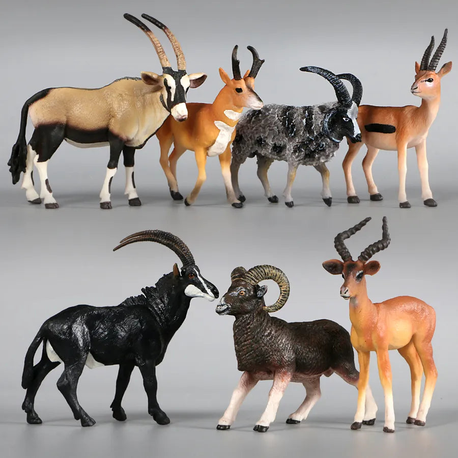 Wild Forest Animal Zoo plastic Models Simulation Antelope Gazelle Argali Model Action Figure Figurines Teaching Kids Toys