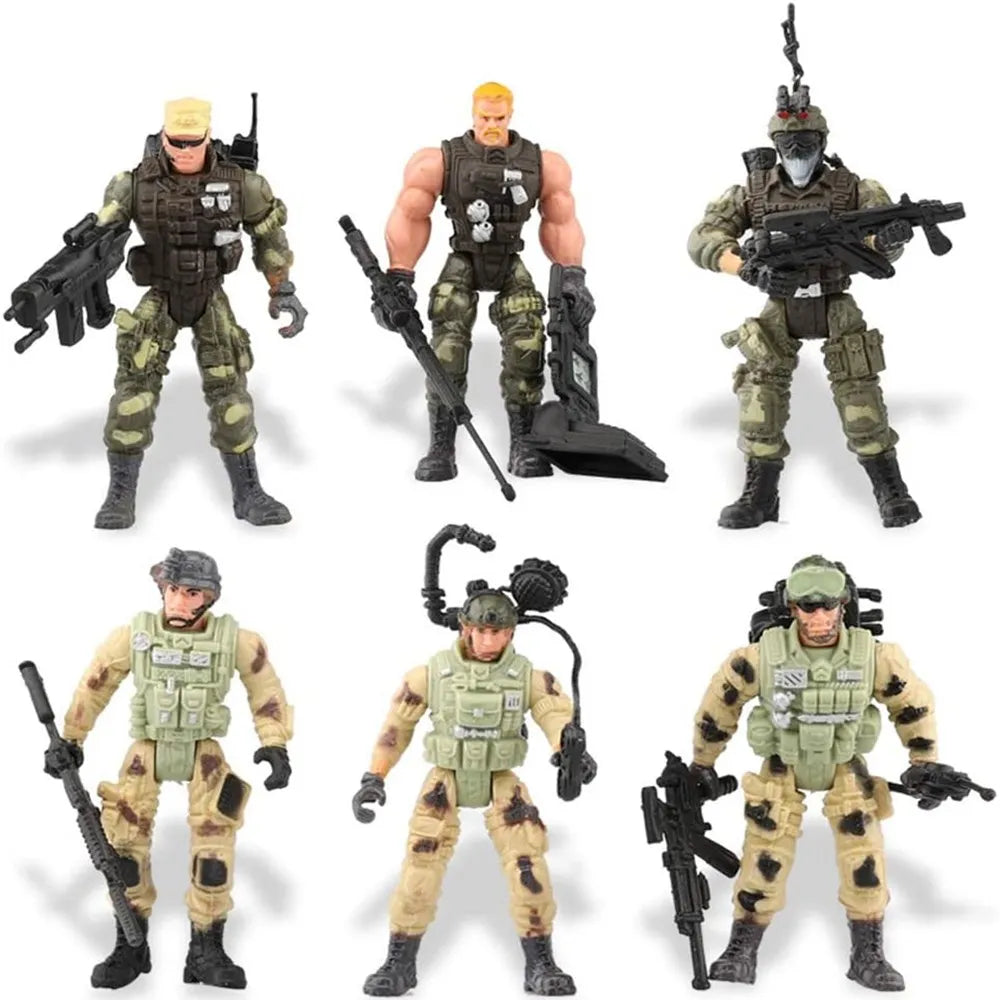 12 Pack Special Forces Army Combat SWAT Soldier Action Figures with Military Weapons and Accessories (4-Inches)