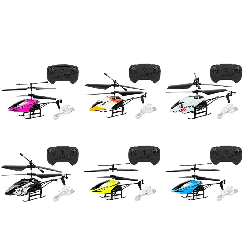 2 Channel Mini USB RC Helicopter Remote Control Aircraft Drone Model with Light for Kids Adults Toys Gifts