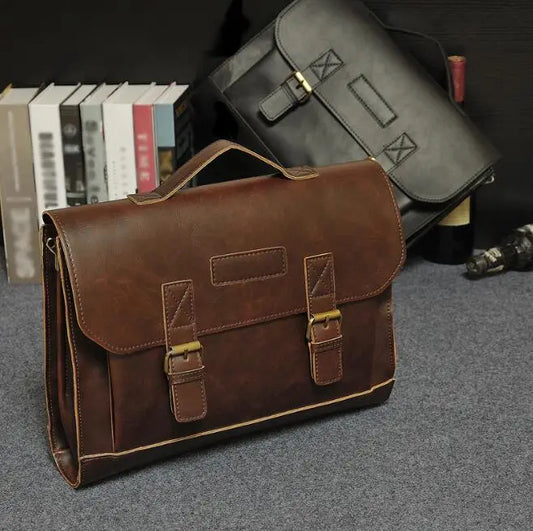 Original design men's bag business bag crazy horse leather handbag briefcase men's classic shoulder bag