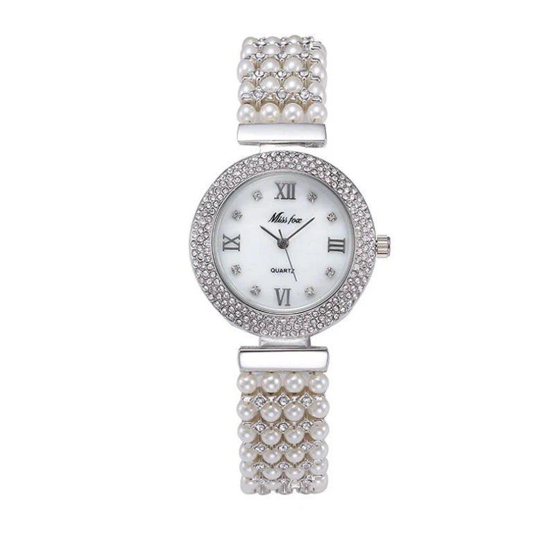 Women Watch Pearl Wrist Quarz Hip Hop Jewelry