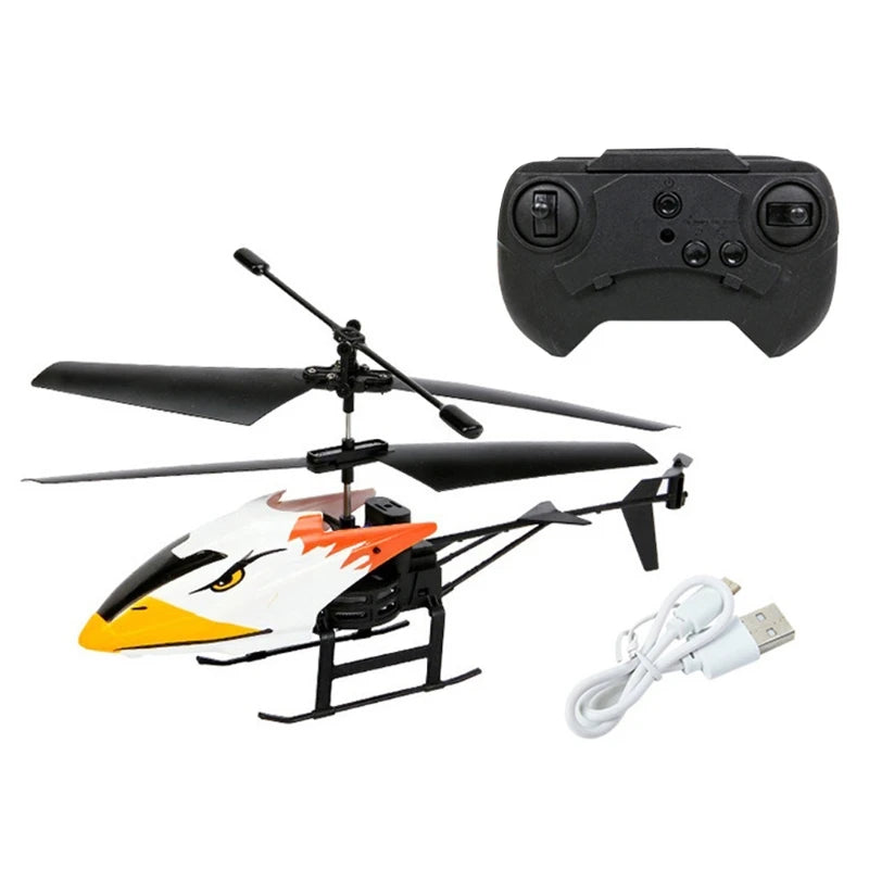 2 Channel Mini USB RC Helicopter Remote Control Aircraft Drone Model with Light for Kids Adults Toys Gifts