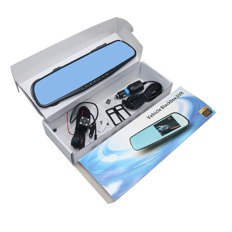 HD 1080P Car Dvr Camera Auto 4.3 Inch Rearview Mirror Digital Video Recorder Dual Lens Registratory Camcorder Can Set Language