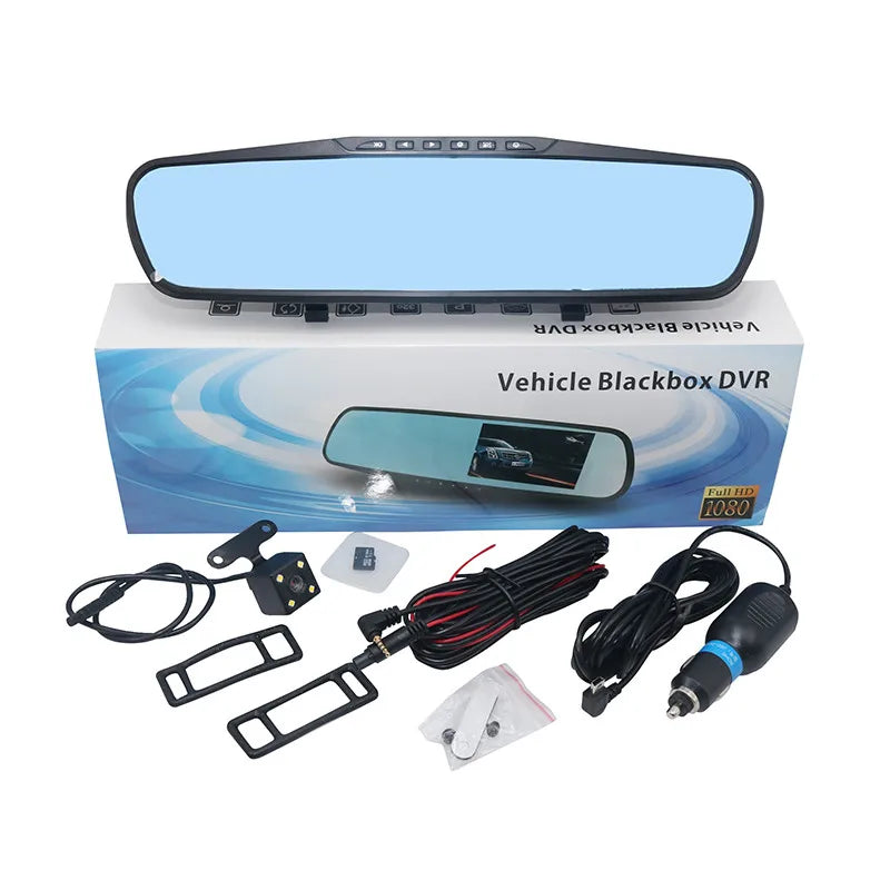 HD 1080P Car Dvr Camera Auto 4.3 Inch Rearview Mirror Digital Video Recorder Dual Lens Registratory Camcorder Can Set Language