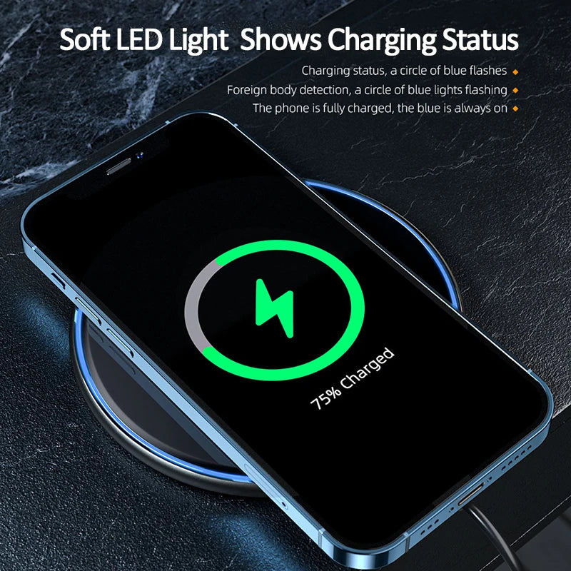 Essager 15W Fast Wireless Charger For iPhone 14 13 12 For Airpods Visible Qi Wireless Charging Pad For Samsung S22 S10 Xiaomi LG