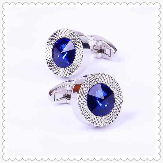 Brand Blue Crystal Cone Cufflinks Men Lawyer Classic Prismatic Cuff Button Designer High Quality Mens Shirt Taper Cuff Links