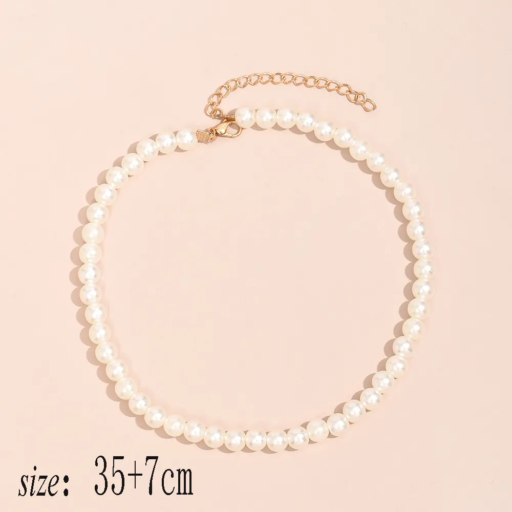 YWZIXLN 2021 Trend Elegant Jewelry Wedding Big Pearl Necklace For Women Fashion White Imitation Pearl Choker Necklace N0179