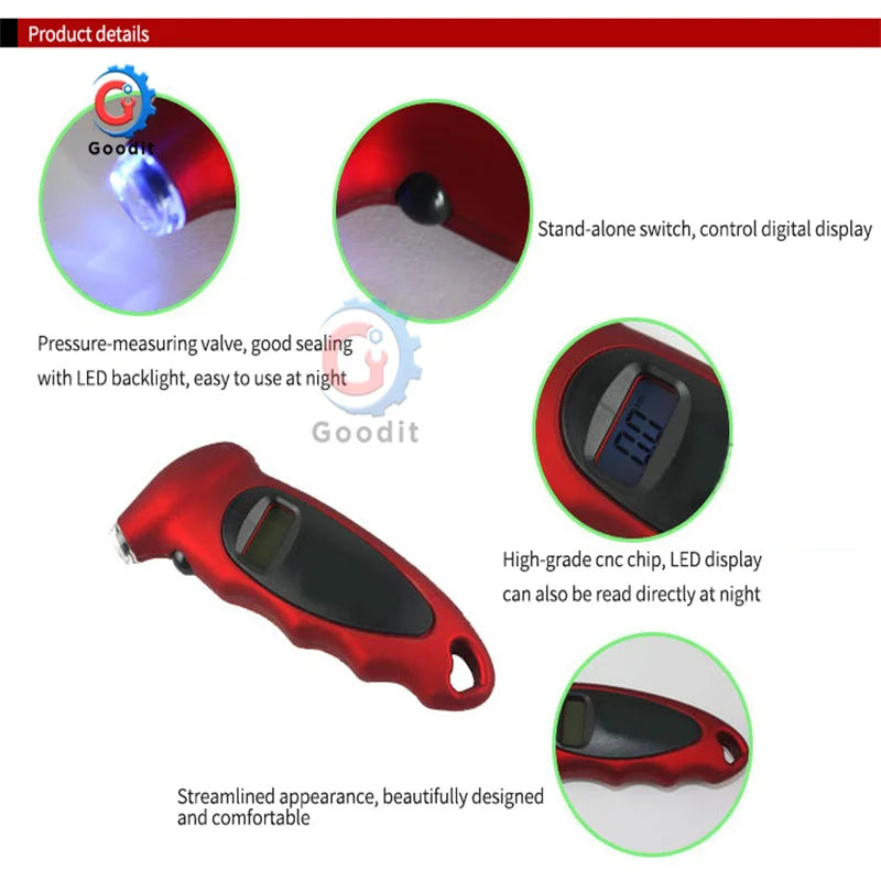 Tire Pressure Gauge Backlight High-precision Digital Tire Pressure Monitoring Car Tyre Air Pressure Gauge Meter LCD Display