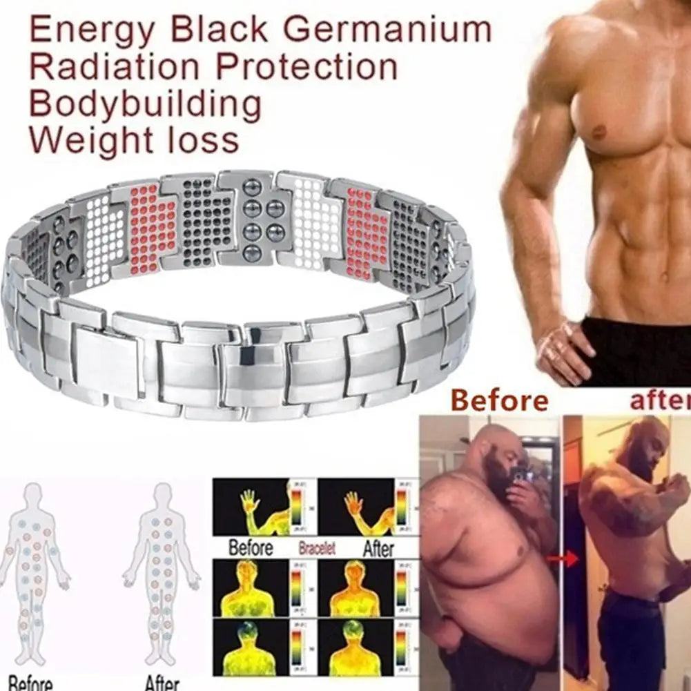 Men Women Magnetic Health Bracelet 6 Color Titanium Steel Power Therapy Magnets Negative Lons Germanium Bangles