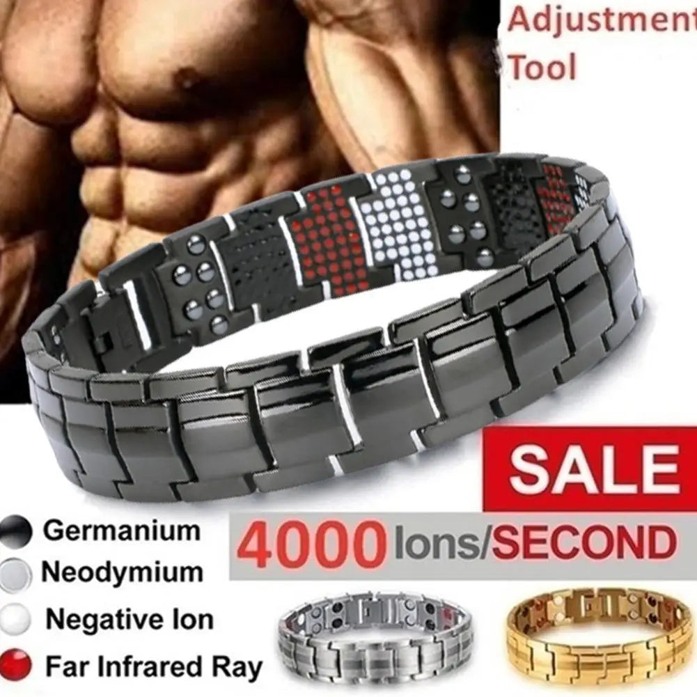 Men Women Magnetic Health Bracelet 6 Color Titanium Steel Power Therapy Magnets Negative Lons Germanium Bangles