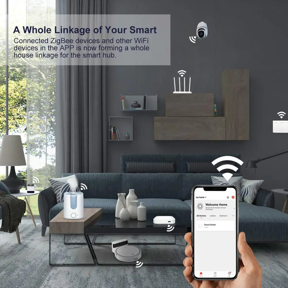 Tuya ZigBee 3.0 Smart Hub, Wireless/Wired Gateway Bridge for App Voice Remote Control, Works with Alexa Google Home Assistant