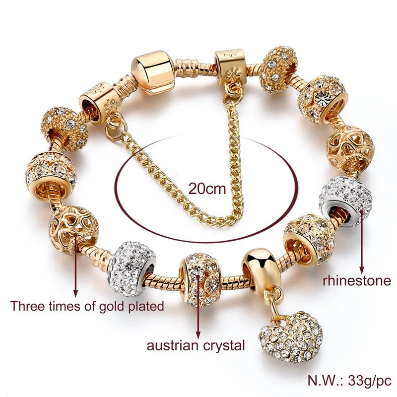 YADA Gifts INS Fashion gold heart Bracelets&Bangles For Women Hot Chain Bracelets Charm Crystal Jewelry Trendy Bracelet BT200176