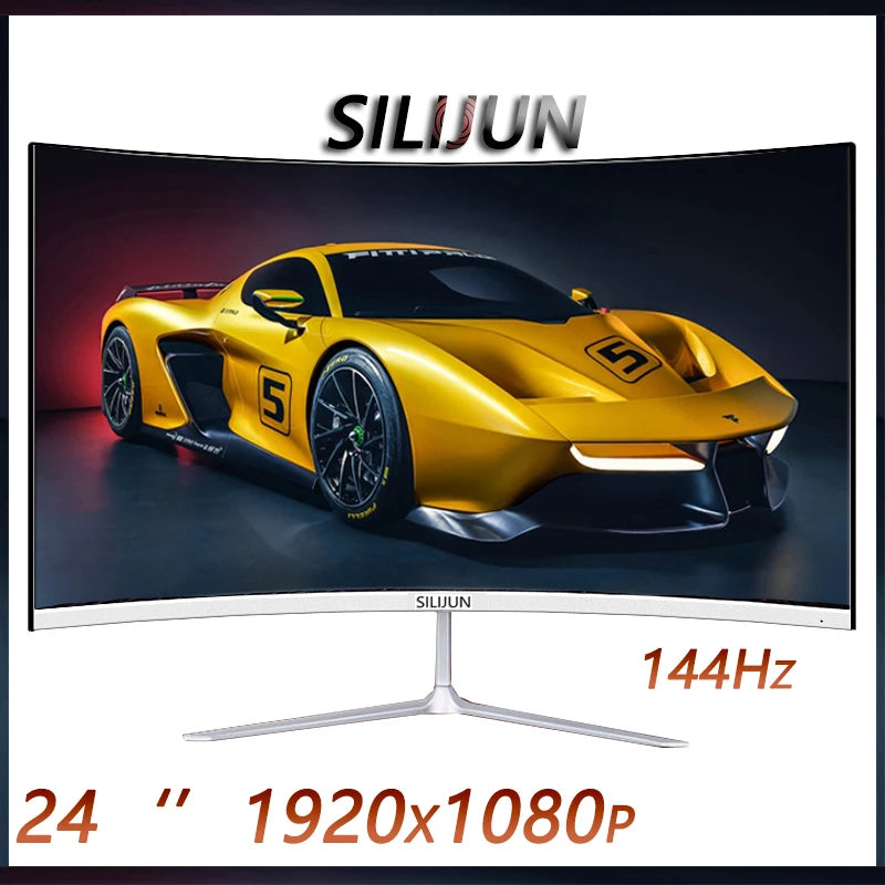 SILIJUN 24 Inch 144HZ Display Curved Screen Computer Monitor PC 1K HD Gaming VGA HDMI 24 Inch Flat Panel portable monitor