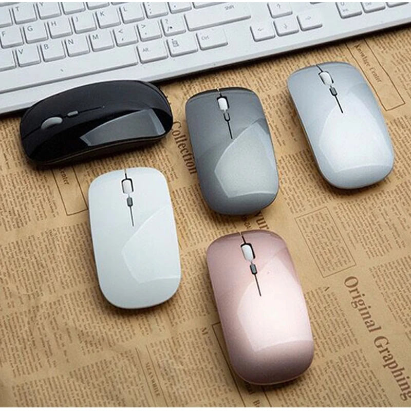 Rechargeable Optical Wireless Mouse Slient Button Ultra Thin Mini Optical Ultrathin USB 2.4G Mice for Computer Laptop Computer