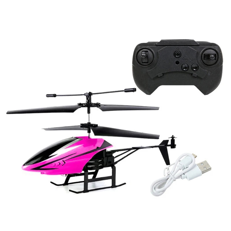 2 Channel Mini USB RC Helicopter Remote Control Aircraft Drone Model with Light for Kids Adults Toys Gifts