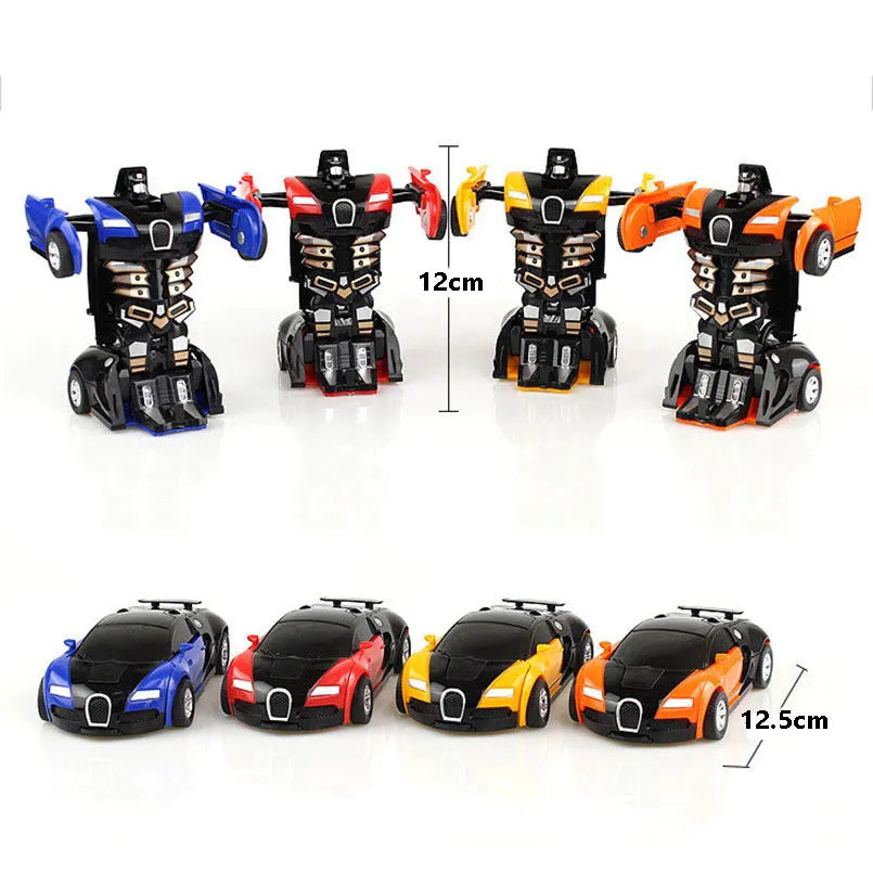 2 IN 1 Deformation Robot Car Model Plastic Mini Transformation Robots Toy For Boys One Step Impact Vehicles Car Children Toys