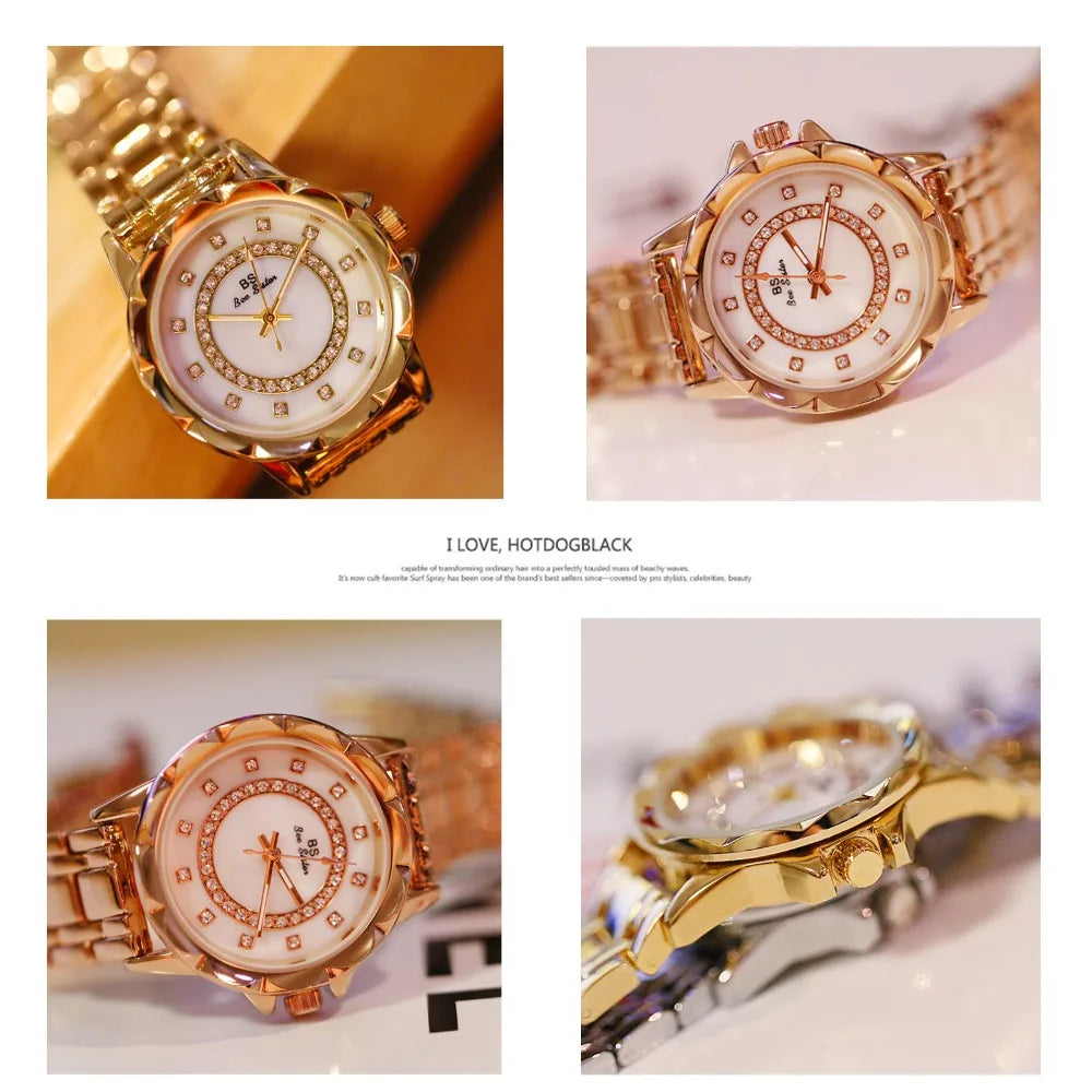 Diamond Women Watch Luxury Brand 2023 Rhinestone Elegant Ladies Watches Rose Gold Clock Wrist Watches For Women relogio feminino