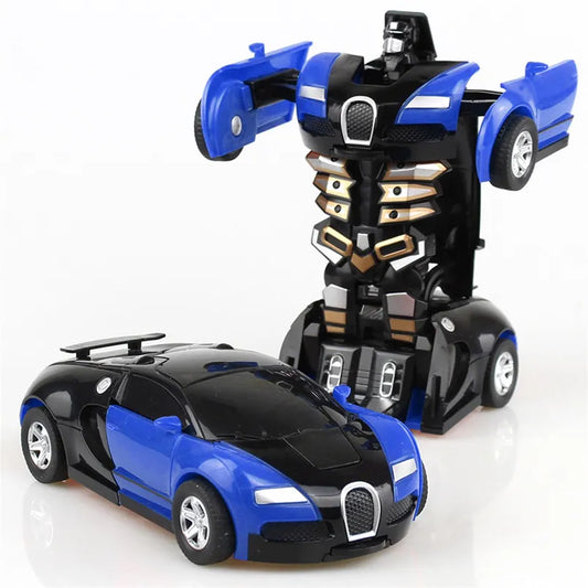 2 IN 1 Deformation Robot Car Model Plastic Mini Transformation Robots Toy For Boys One Step Impact Vehicles Car Children Toys