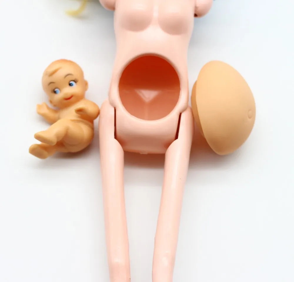 Big Belly Childing 29cm Doll Girls Play House Toy Pregnancy with a reborn Baby Have a Baby In Her Tummy Real Pregnant Mother