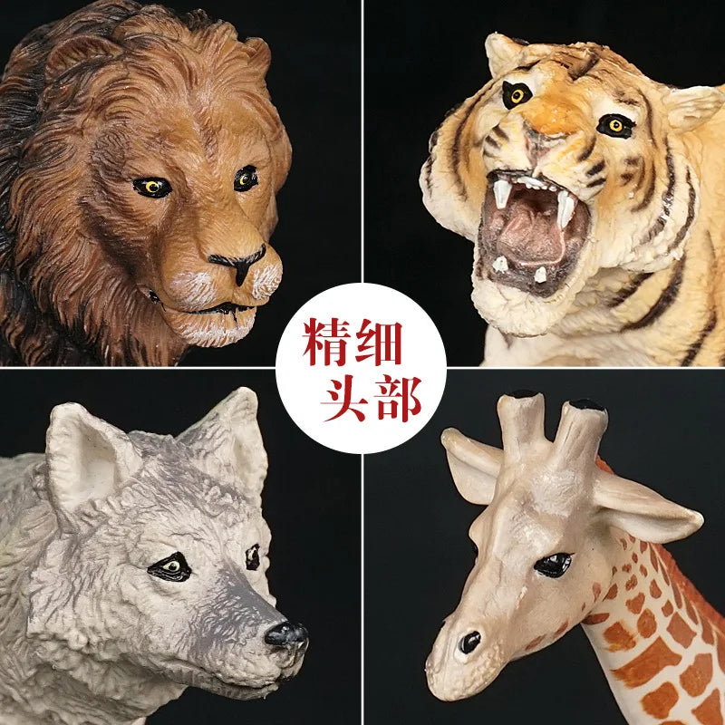 Zoo Animal crocodile hippo deer leopard wolf giraffe panda lion tiger Model Action Figures Educational toys Gift For Kids