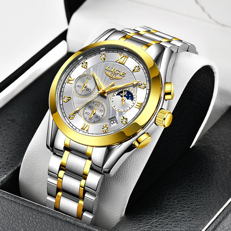 LIGE 2023 New Gold Watch Women Watches Ladies Creative Steel Women's Bracelet Watches Female Waterproof Clock Relogio Feminino