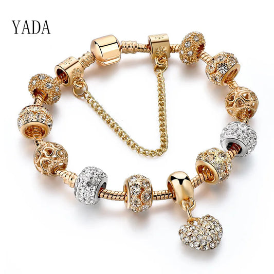 YADA Gifts INS Fashion gold heart Bracelets&Bangles For Women Hot Chain Bracelets Charm Crystal Jewelry Trendy Bracelet BT200176