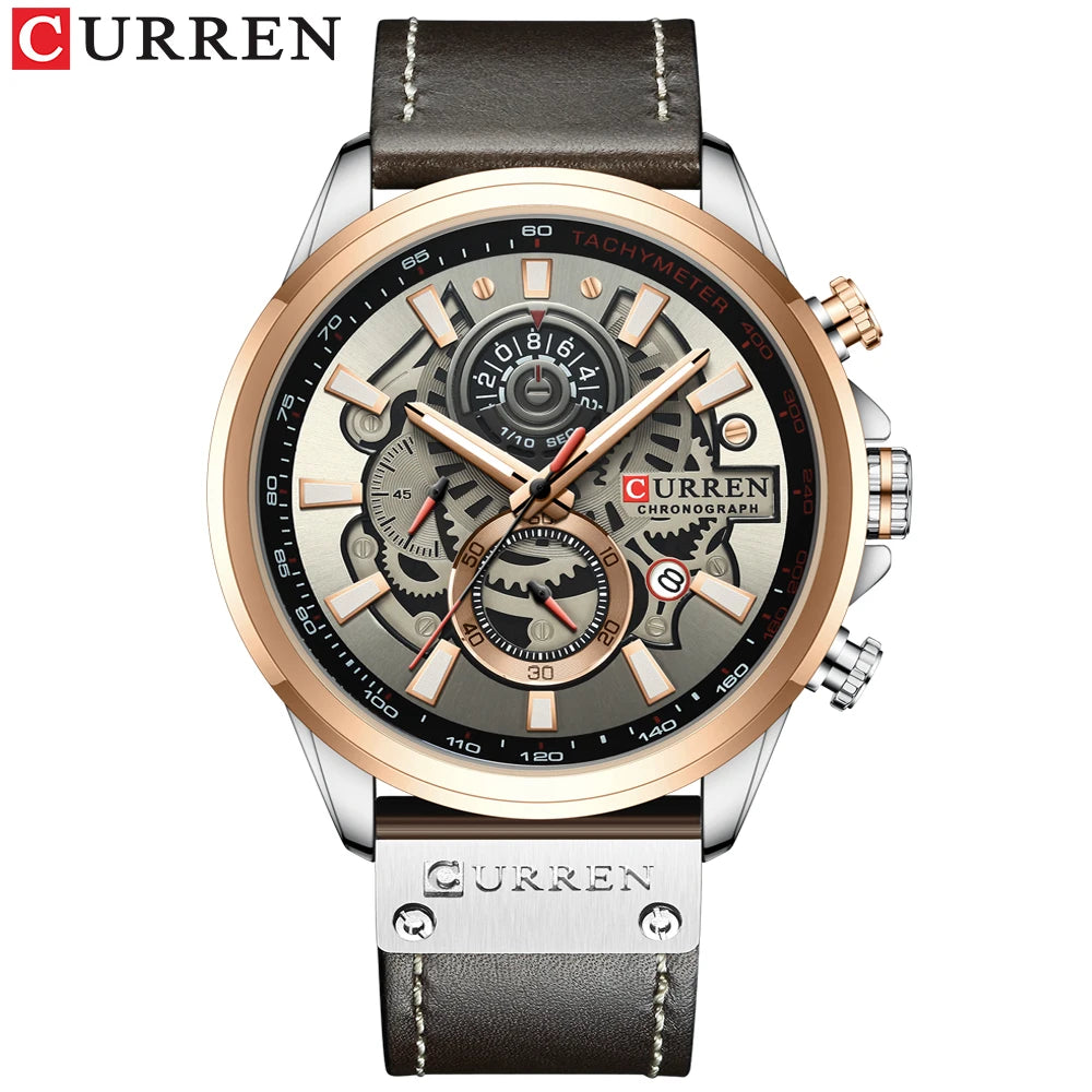 CURREN Watch for Men Top Brand Luxury Chronograph Sport Mens Watches Leather Quartz Clock Male Wristwatch Relogio Masculino