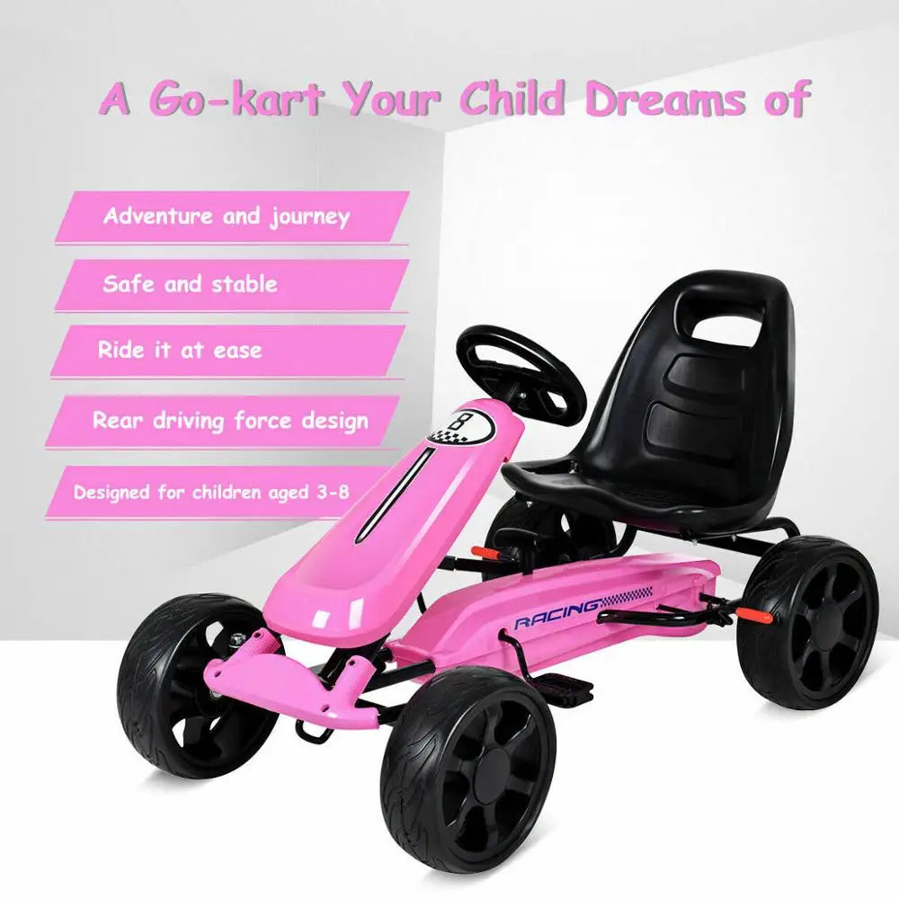 Go Kart Kids Ride On Car Pedal Powered Car 4 Wheel Racer Toy Stealth Outdoor New