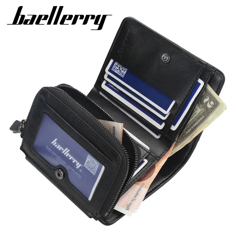 New PU Leather Men Wallets High Quality Zipper Short Desigh Card Holder Male Purse Vintage Coin Holder Men Wallets