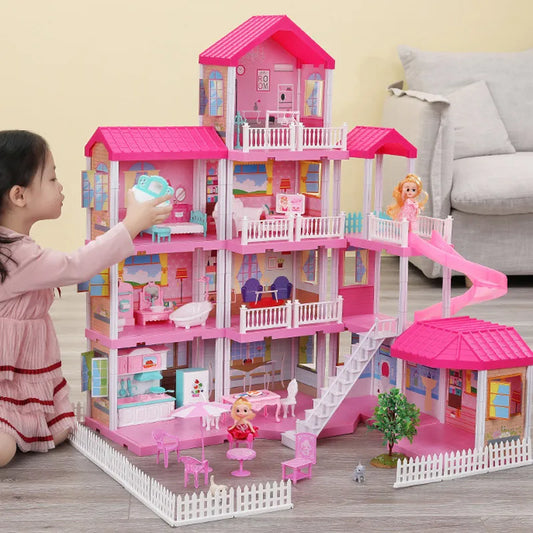 New DIY Doll House Girls Pretend Toy Handmade Castle Dollhouse Birthday Gifts Educational Toys Villa for Girl Toys For Children