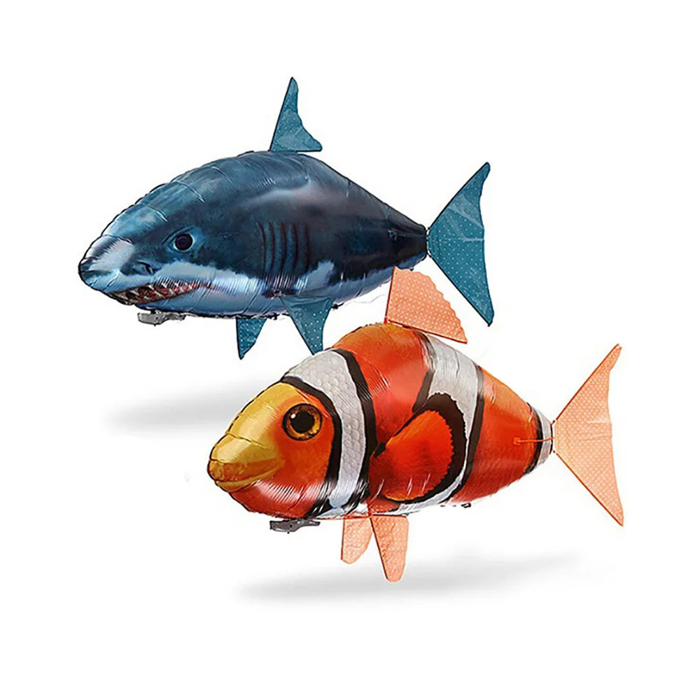 RC Shark Toys Air Swimming Remote Control Animal Infrared Fly Air Balloons Clown Fish Toy For Children Xmas Gifts Decoration