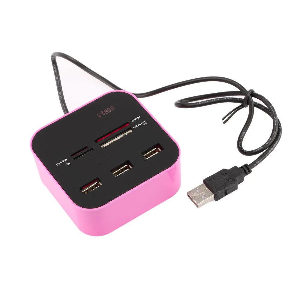 Erilles USB HUB Combo All In One USB 2.0 Micro SD High Speed Card Reader 3 Ports Adapter Connector For Tablet PC Computer Laptop